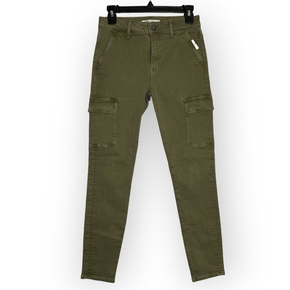 NWT MAVI Mid Rise Skinny Cargo Jeans SIZE 27 Green Pocket Stretch Pants NEW